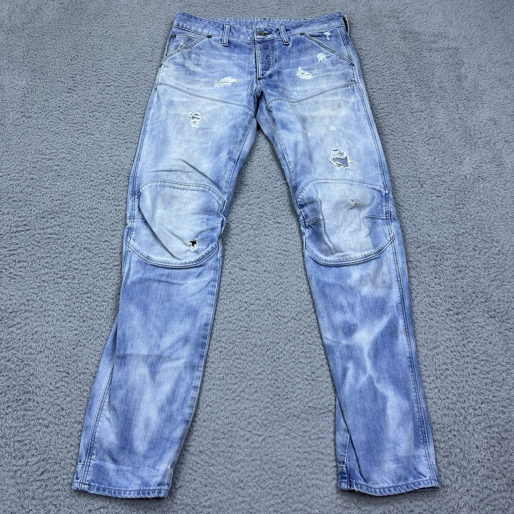 G-Star Raw Men's 5620 3D Low Tapered Cotton‎ Blend Button Fly Blue Jeans 30x32